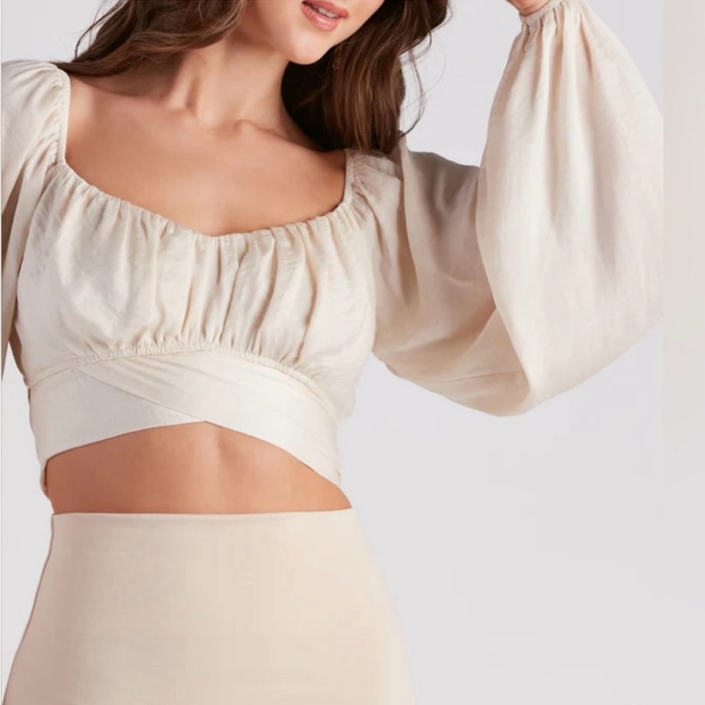 Elegant Cream Satin Top - Picture 3 of 8